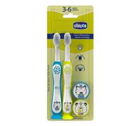 Spazzolino 3-6 Anni Azzurro-Giallo Chicco 2 Pezzi