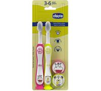 Chicco Spazzolino 3-6 Anni Colore Rosa e Giallo, 2 Pezzi