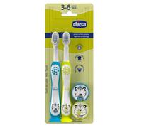Spazzolino 3-6 Anni Azzurro-Giallo Chicco 2 Pezzi