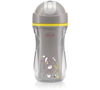 Chicco Sport Cup Bicchiere Antigoccia in Silicone per Bambini 14+ Mesi, 266 ml, Tazza Biberon Termica per Imparare a Bere, con Cannuccia Flessibile Resistente ai Morsi, Senza BPA, Grigio