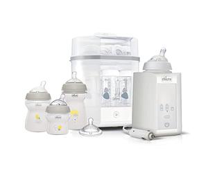 Chicco Starter Set Neonato, Sterilizzatore Elettrico, Scaldabiberon e Kit Biberon, Include 3 Biberon Natural Feeling Con Tettarella In Morbido Silicone, Idee Regalo Nascita 0 Mesi
