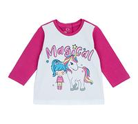 Chicco T-Shirt con Maniche Lunghe Bimba 0-24, Bianco e Rosa, 9 Mesi