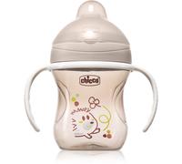 Chicco Training Cup, in Plastica Un Bicchiere Antigoccia Bambini, Una Tazza per Imparare a Bere, Beccuccio Ergonomico Semi-Soft, Valvola e Manici Rimovibili, 6 Mesi+, Senza BPA, Grigio