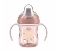Chicco Training Cup, in Plastica Un Bicchiere Antigoccia Bambini, Una Tazza per Imparare a Bere, Beccuccio Ergonomico Semi-Soft, Valvola e Manici Rimovibili, 6 Mesi+, senza BPA, Rosa