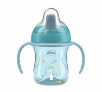 Chicco Training Cup, in Plastica Un Bicchiere Antigoccia Bambini, Una Tazza per Imparare a Bere, Beccuccio Ergonomico Semi-Soft, Valvola e Manici Rimovibili, 6 Mesi+, Senza BPA, Azzurro