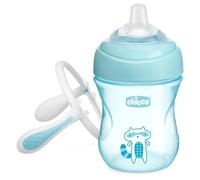 CHICCO Tazza Transition Cup Bicchiere Antigoccia 200 ml con Beccuccio Ergonomico in Silicone 4+ Mesi colore Azzurro - 69112
