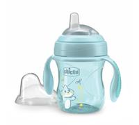 Chicco Transition Cup Bicchiere Antigoccia per Bambini 200ml, 1 Tazza Biberon 4+ Mesi per Imparare a Bere, con Beccuccio Ergonomico in Silicone, Doppia Valvola Anticolica, senza BPA - Azzurro