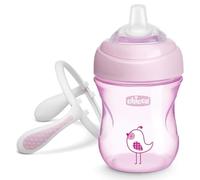 Chicco Transition Cup Bicchiere Antigoccia per Bambini 200ml, 1 Tazza Biberon 4+ Mesi per Imparare a Bere, con Beccuccio Ergonomico in Silicone, Doppia Valvola Anticolica, senza BPA - Rosa