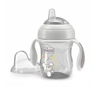 Chicco Transition Cup Bicchiere Antigoccia Per Bambini 200ml Tazza Biberon 4+ Mesi Per Imparare A Bere Con Beccuccio Ergonomico In Silicone Doppia Valvola Anticolica Senza Bpa Grigio