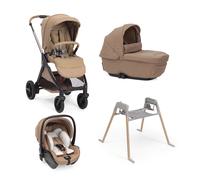 CHICCO - Trio Bellagio Caramel con Seggiolino Auto First Recline + Stend Lullaglide