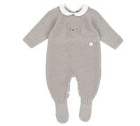Chicco, Tutina in maglia con colletto baby in cotone bianco, Beige, 3 mesi