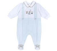 Chicco Tutina In Cotone Con Piedino Bimbo 0-24, Bianco E Azzurro, 3 mesi