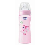 Chicco Well-Being Silicone Baby Bottle Fast Flux Rose 4m+ 330ml