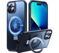 Chicfun 3 in 1 Cover per iPhone 13/14 con Supporto Compatible con MagSafe, NO.1 Protezione di Grado Militare Custodia iPhone 13/14 Cover Case Silicone Antiurto Magnetica Traslucida Rigida 13/14 Nero