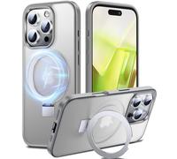 Chicfun 3 in 1 Cover per iPhone 16 Pro con Supporto Compatible con MagSafe, NO.1 Protezione di Grado Militare Custodia iPhone 16 Pro Cover Case Silicone Antiurto Magnetica Traslucida Rigida Grigio