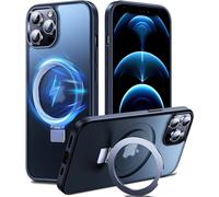 Chicfun 3 in 1 Cover per iPhone 16e con Supporto Compatible con MagSafe, NO.1 Protezione di Grado Militare Custodia 16e Cover Case Silicone Antiurto Magnetica Traslucida Rigida Blu