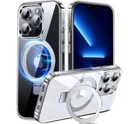 Chicfun 3 in 1 Trasparente Cover per iPhone 14 Pro con Supporto Compatible con MagSafe, NO.1 Protezione di Grado Militare Custodia iPhone 14 Pro Cover Case Silicone Antiurto Magnetica Rigida