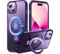 Chicfun 3 in 1 Viola Cover per iPhone 13/14 con Supporto Compatible con MagSafe, NO.1 Protezione di Grado Militare Custodia iPhone 13/14 Cover Case Silicone Antiurto Magnetica Traslucida Rigida 13/14