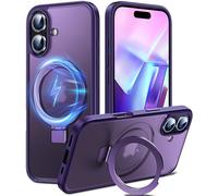 Chicfun 3 in 1 Viola Cover per iPhone 16 con Supporto Compatible con MagSafe, NO.1 Protezione di Grado Militare Custodia iPhone 16 Cover Case Silicone Antiurto Magnetica Traslucida Rigida