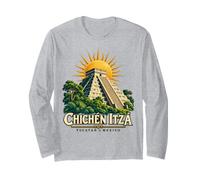 Chichen Itza Mexico Souvenir Vintage Piramide Maya Yucatan Maglia a Manica