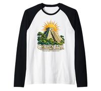 Chichen Itza Mexico Souvenir Vintage Piramide Maya Yucatan Maglia con Maniche Raglan
