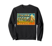 Chichen Itza Mexico Vintage Viaggio Souvenir Art Graphic Felpa