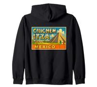 Chichen Itza Mexico Vintage Viaggio Souvenir Art Graphic Felpa con Cappuccio