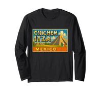 Chichen Itza Mexico Vintage Viaggio Souvenir Art Graphic Maglia a Manica