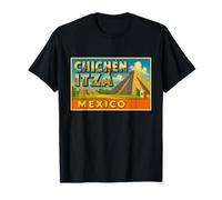 Chichen Itza Mexico Vintage Viaggio Souvenir Art Graphic Maglietta