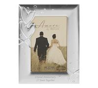 Chichi Crystal - Cornice portafoto per Anniversario 15 Anni Insieme, 20 x 10 cm, con Cuori e Cristalli