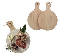 ChicHouse Set 2pcs mini taglieri da cucina in legno con manico ideali per piccoli antipasti, formaggi, salumi o come salva superfici e sottopentola. (2, Legno, Rotondo 20.5x14.5x1 cm)