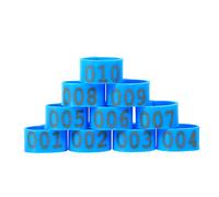 CHICIRIS 100 Pz 16 Mm 001-100 Fasce per Cosce di Pollame in Plastica Numerate per Polli Anatre Oche, Anelli per Cosce Durevoli e Riutilizzabili per la Gestione delle Operazioni di Pollame (Blue)