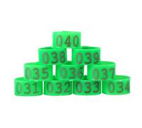 CHICIRIS 100 Pz 16 Mm 001-100 Fasce per Cosce di Pollame in Plastica Numerate per Polli Anatre Oche, Anelli per Cosce Durevoli e Riutilizzabili per la Gestione delle Operazioni di Pollame (Green)