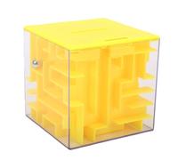 CHICIRIS 3D Maze Puzzle Cash Vault, 8.5cm Transparent Brain Teaser (YELLOW) | Sfida del percorso interattivo Cavità di blocco interna da 4,7 cm Trainer logico spaziale Costruzione di cubi in plastica