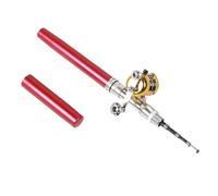 CHICIRIS Asta di Pesca a Penna in Miniatura a Tasca con Tasca con Ganci per Pesci Ruota per Bobina per gli Appassionati di Pesca per il Tempo Libero (rosso)