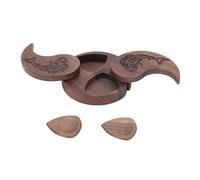 CHICIRIS Box per Pick di Chitarra, Custodia per Plectrum in Legno in Legno a Forma di Noce a Forma di Tai Chi con Motivo Intagliato, Slot Profondi da 6 Mm, per Bassi di Chitarra