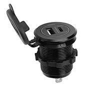 CHICIRIS Caricabatterie USB Auto con Voltmetro, QC 3.0 Type C PD 30W | Compatibile con Veicoli 12V-24V, Barche, ATV, Impermeabile IP65, Protezione da Sovratensione e Cortocircuito, Terminali Blu
