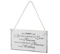 CHICIRIS Cartello in Legno da Appendere per Matrimonio, Targa Commemorativa con Corda per Appenderlo, perché Qualcuno Che Amiamo è in Cielo, Ci Vuole un po' di Paradiso Anche Al Nostro