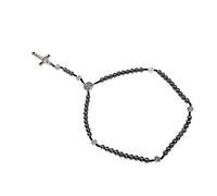 CHICIRIS Collana con Rosario, Ciondolo Crocifisso di Ossidiana, Perline Cattoliche con Lega di Zinco per Regali di Preghiera, Buona Fortuna, Gioielli Religiosi per Uomini e Donne