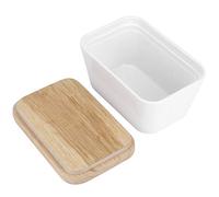 CHICIRIS Contenitore Multifunzionale per Burro con Coperchio in Legno e Coltello per Uso - Melamina Resistente per la Casa e il Ristorante - Elegante Colore Bianco (400#)