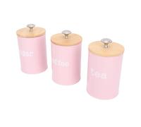 CHICIRIS Contenitori di Stoccaggio Imposta Contenitori di Zucchero da tè Al caffè, Arredamento da in Stile Vintage, Coperchio in Legno, Aria Stretta, Metallo Premium, per Accumulo di (Roseo)