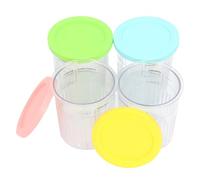 CHICIRIS Contenitori per Gelato da 4 Pezzi, Bicchieri di Plastica Riutilizzabili con Coperchi per Macchine per Gelato NC500 NC501, Materiale per Uso Alimentare per Dolcetti Surgelati, (Con Cucchiai
