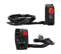 CHICIRIS Coppia Interruttori Controller Manubrio, Interruttore Manubrio Moto in Plastica ABS Metallo 22mm con Segnale di Svolta Clacson Avviamento Elettrico Fascio Alto Anabbagliante, per Moto ATV