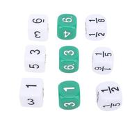 CHICIRIS Dadi Numerici Set di Dadi per Frazioni in Plastica 30 Pezzi 6 Facce 16mm Bianco Verde per Giochi da Tavolo Insegnamento della Matematica Apprendimento in Classe