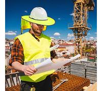 CHICIRIS Elmetto Parasole, Parasole con Collo in Rete a Tesa Intera per Costruzione con Poliestere Riflettente e Traspirante, Fori di Ventilazione per Lavori All'aperto, Pesca, (giallo fluorescente)