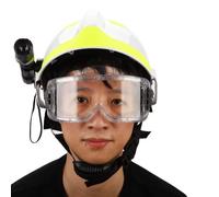 CHICIRIS Elmetto Protettivo per Vigili del Fuoco Casco di Sicurezza Anti-impatto per Salvataggio con Lampada Frontale e Occhiali di Protezione per Emergenza, Cappello Costruzione in Plastica PC per