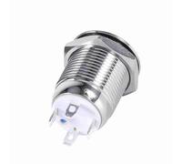 CHICIRIS Interruttore a Pulsante LED, Interruttore a Pulsante Momentaneo Placcato in Ottone 12mm 4 Pin 1NO in Metallo IP65 a Filo Alto per Pannello Cruscotto Controllo Fari Moto (BLUE)