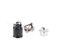 CHICIRIS Kit Fornello per Casa delle Bambole, Fornello a Gas in Miniatura con Pentola a Pressione e Padella, Accessori da Cucina per Casa delle Bambole 1:12 per Giochi di Ruolo e Decorazioni