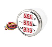 CHICIRIS Kit Manometro 3 in 1, Misuratore Digitale ABS Durevole per Temperatura del Liquido di Raffreddamento del Motore, Pressione dell'olio, Tensione della Batteria, Adatto per Auto, Barche,
