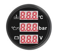 CHICIRIS Kit Manometro 3 in 1, Misuratore Digitale ABS Durevole per Temperatura del Liquido di Raffreddamento del Motore, Pressione dell'olio, Tensione della Batteria, Adatto per Auto, Barche,